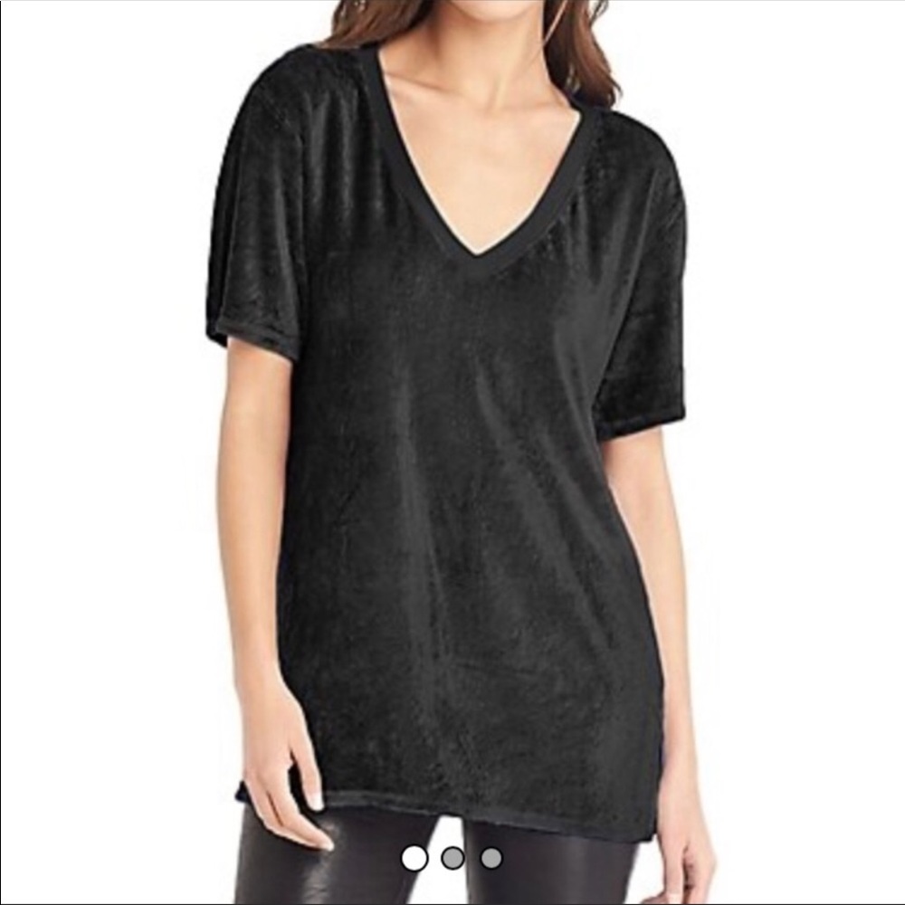 Michael Stars velour v-neck black t shirt medium